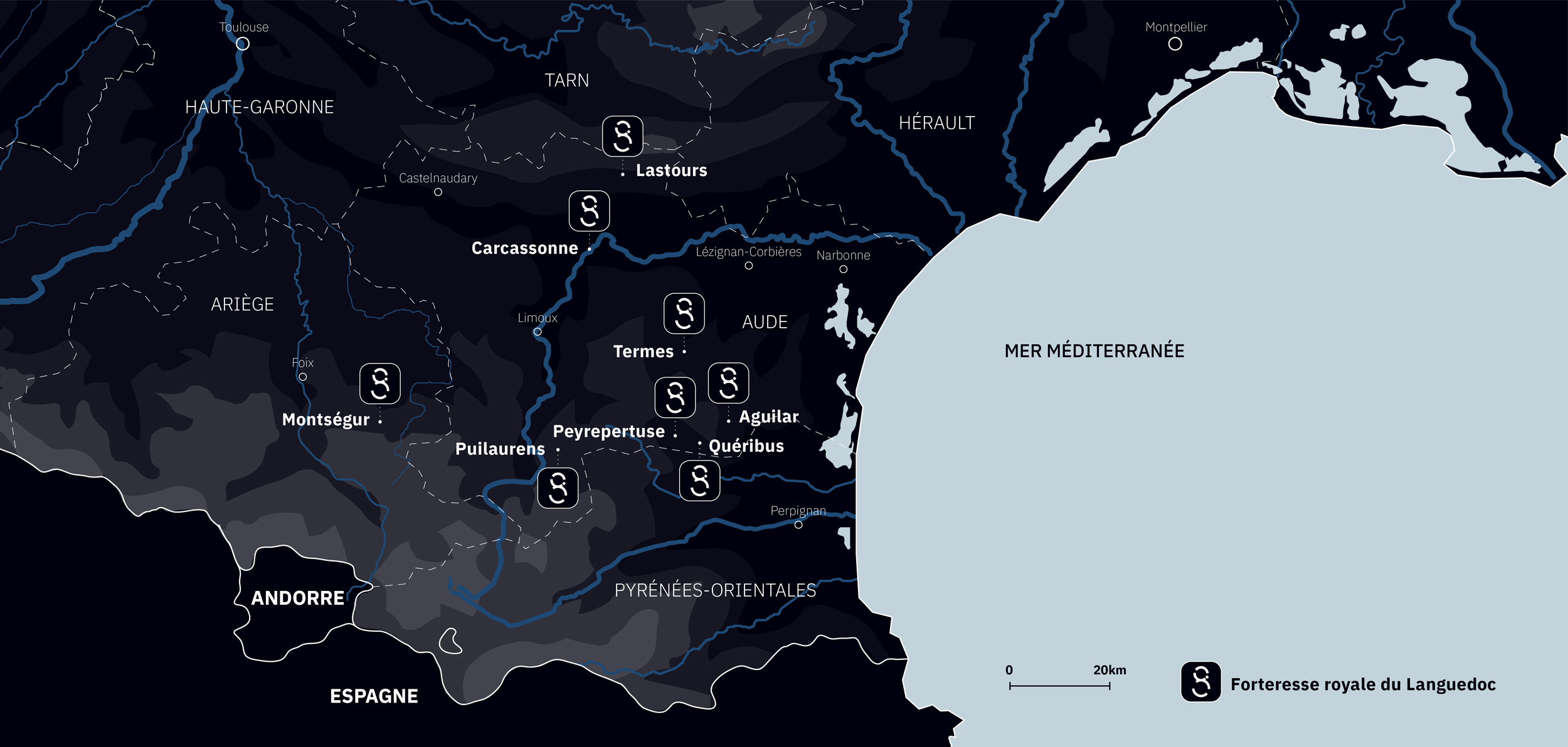 carte-forteresses-unesco Carte Forteresses Royales du Languedoc