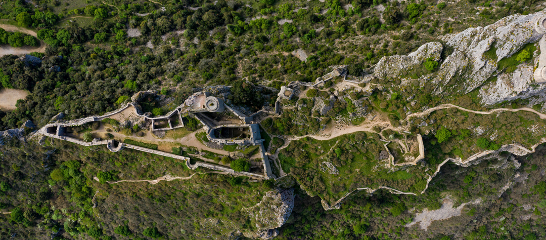 entrée du Château Comptal vue du ciel